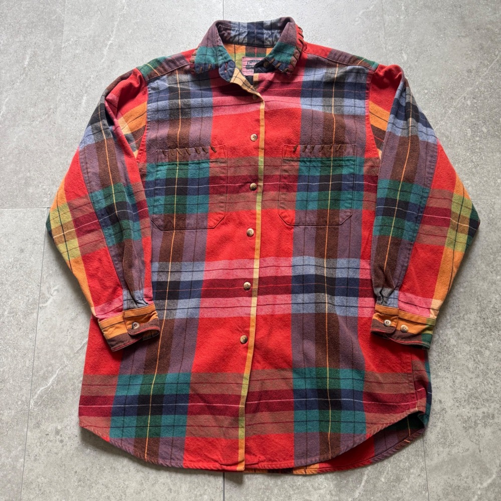 Vintage Cambridge Country Store Plaid Cotton Flannel Button Up Shirt